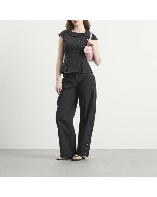 Peachy Den Black Missy Asymmetric Blouse