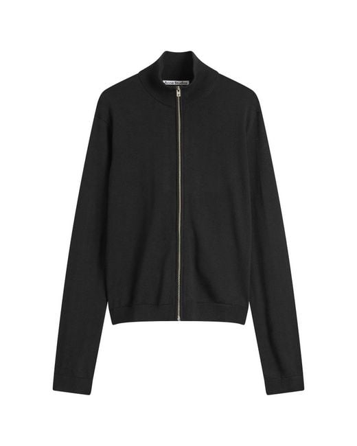 Acne Black Kungo Merino Zip Through Jumper for men