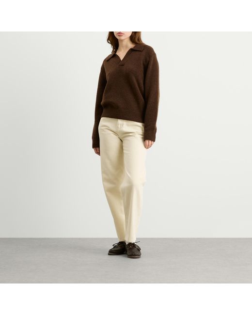 DUNST Brown Open Collar Knit Jumper