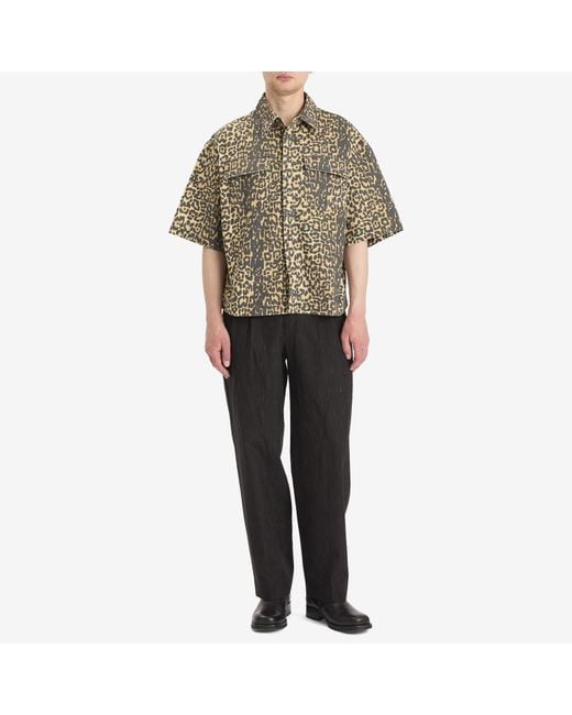 Rhude Natural Leopard Short Sleeve Shirt for men