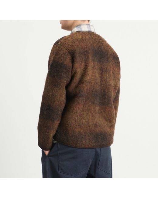 Universal Works Brown Alps Fleece Zip Liner Jacket for men