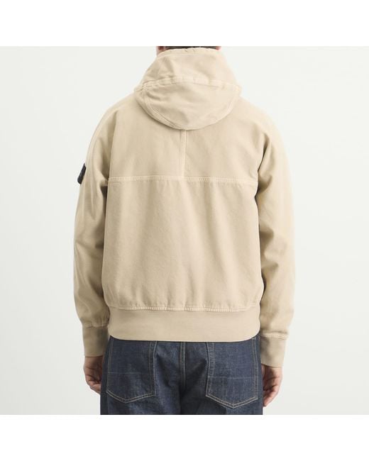 Stone Island Natural Panama Cotton Old Effect Hooded Jacket for men