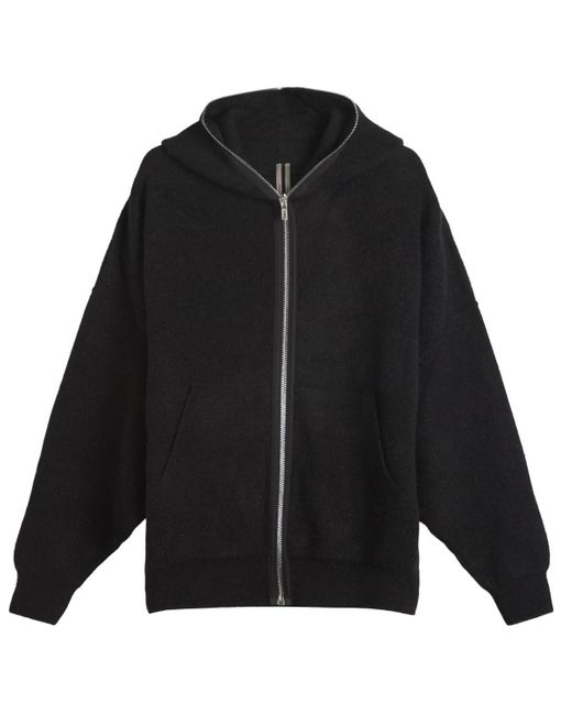 Rick Owens Black Alpaca Gimp Hoodie for men