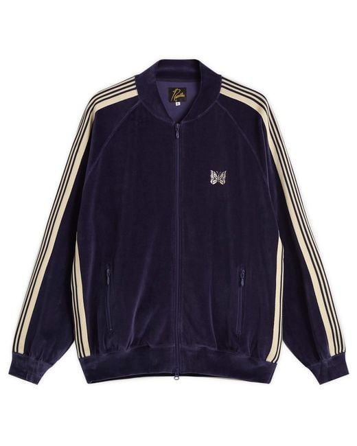 Needles Blue Velour Rib Collar Track Jacket for men