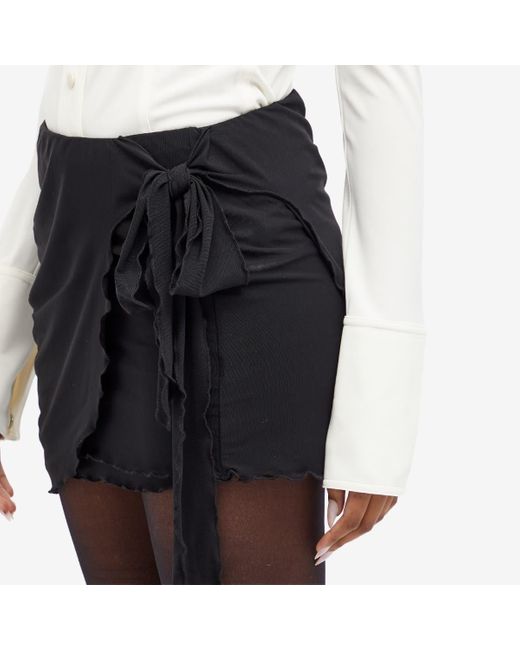 GOOD AMERICAN Black Mesh Side Tie Mini Skirt