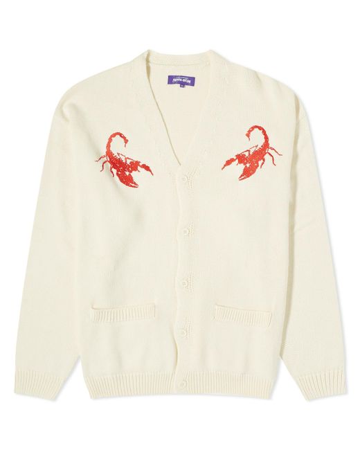 Fucking Awesome White Embroidered Scorpion Cardigan for men
