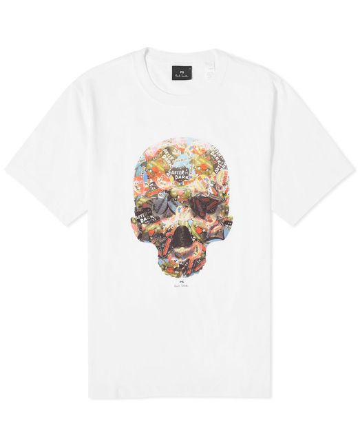 Paul Smith White Skull Sticker T-Shirt for men