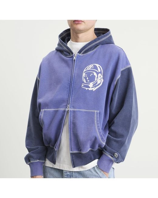 BBCICECREAM Blue Oversized College Zip Hoodie for men