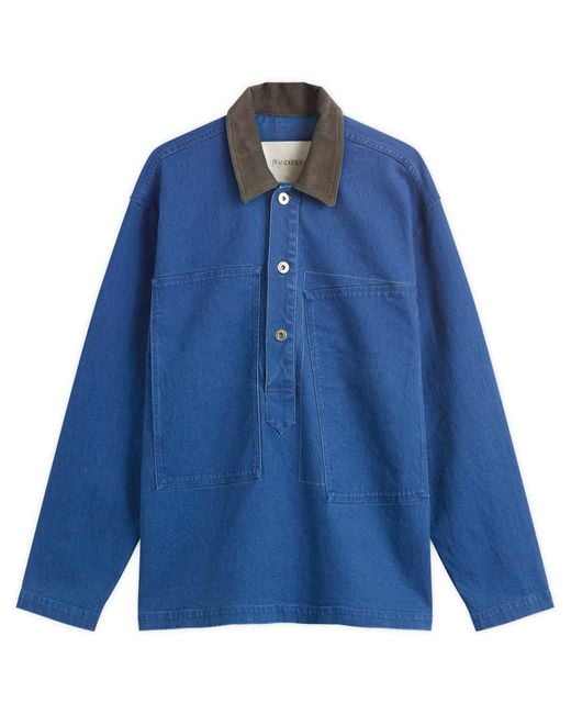 J.W. Anderson Blue Patch Pocket Rugby Shirt for men