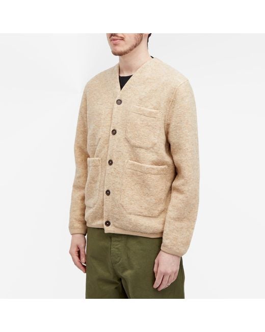 Universal Works Natural Wool Fleece Cardigan for men