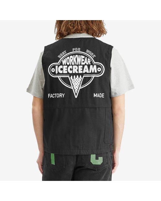 ICECREAM Black Canvas Work Vest for men