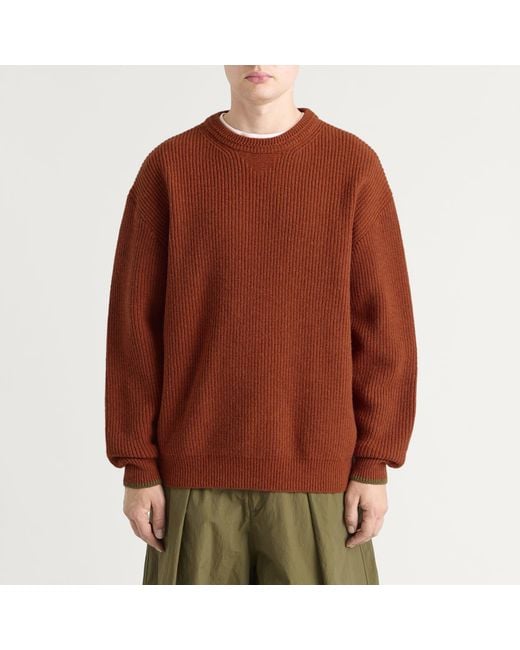 FRIZMWORKS Brown Patch Round Pullover Knit for men