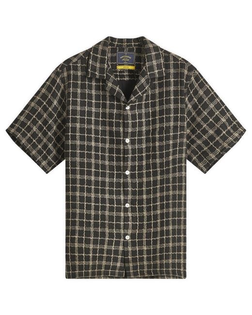 Portuguese Flannel Black Dorne Wavey Check Vacation Shirt for men
