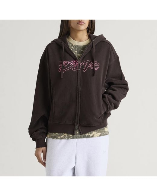 Dime Black Distressed Terry Zip Hoodie
