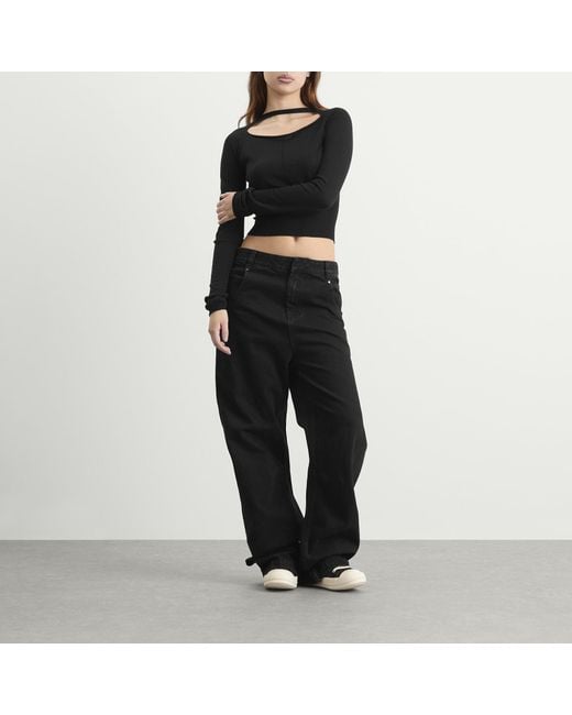 Rick Owens Black Cropped Pullover Top