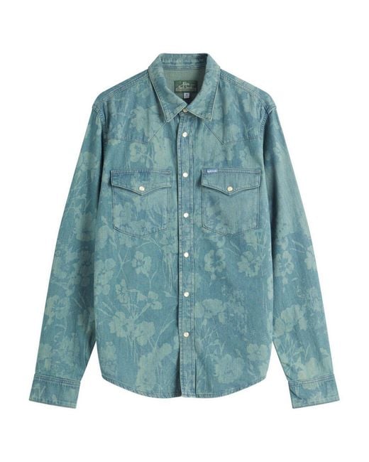 Paul Smith Blue X Lee Jacquard Denim Western Shirt for men