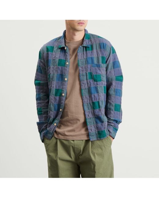 Folk Blue Patch Shirt for men