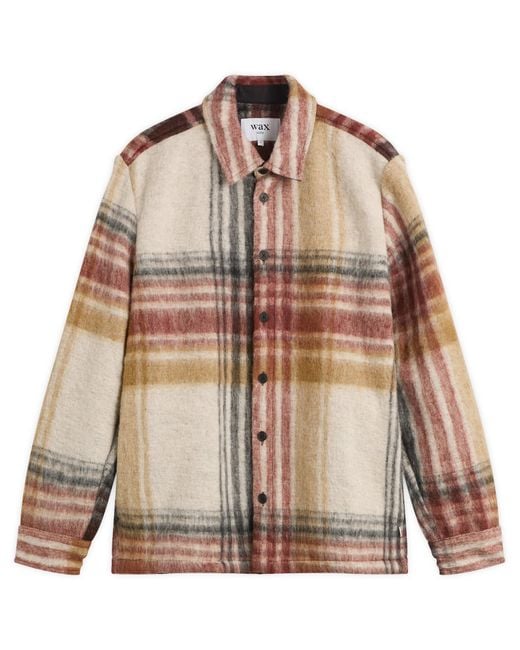 Wax London Brown Nolan Wool Blend Check Overshirt for men