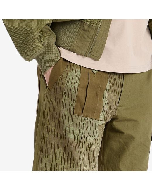 Maharishi Green Upcycled Loose Patchwork Cargo Pants for men