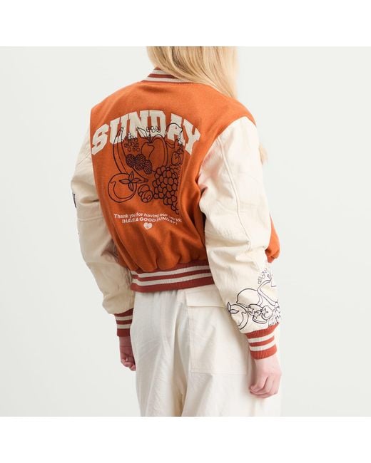 SUNDAYFRUITMARKET Orange Golden Hour Varsity Jacket