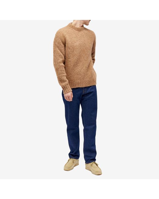 Norse Projects Brown Rasmus Relaxed Flame Alpaca Crew Knit for men