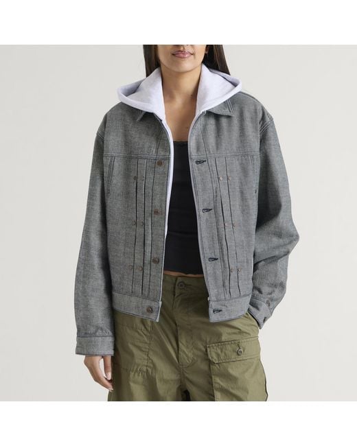 Dime Gray Pleated Denim Jacket