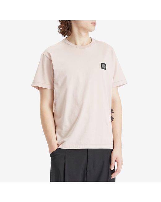 Stone Island Pink Patch Logo T-Shirt for men