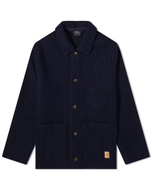 A.P.C. Blue Thias Wool Chore Jacket for men