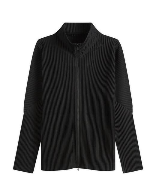 Homme Plissé Issey Miyake Black Pleat Zip Up Cardigan for men