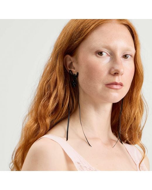 Simone Rocha White Mini Daisy Drop Bow Earrings