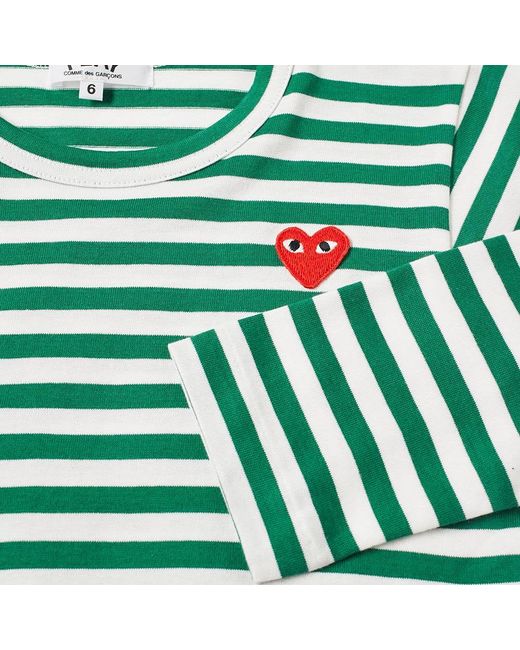 COMME DES GARÇONS PLAY Green Kids Long Sleeve Stripe T-Shirt for men