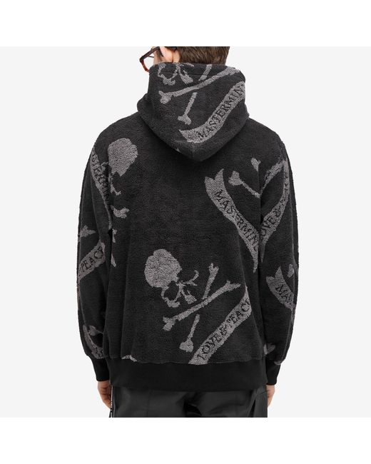 MASTERMIND WORLD Black Terry Cloth All Over Skull Hoodie for men