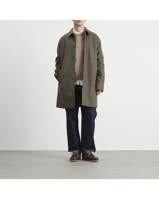 A.P.C. Green Paul Houndstooth Wool Mac for men