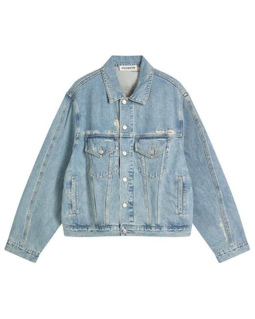 Cole Buxton Blue Washed Denim Jacket for men