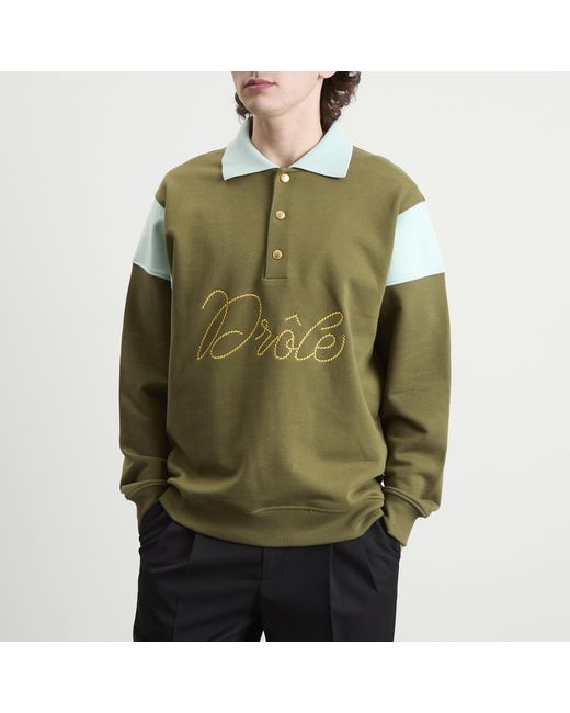 Drole de Monsieur Green Logo Braided Polo Shirt for men