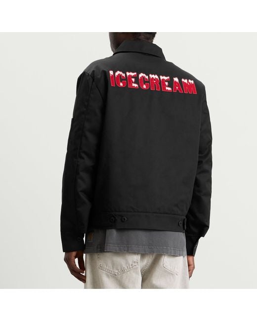 ICECREAM Black Drippy Quilted Work Jacket for men