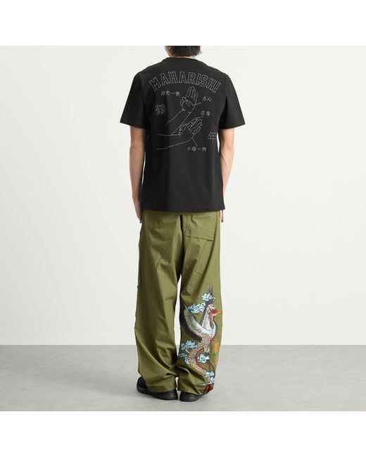 Maharishi Black Maha-Paizhi Sashiko T-Shirt for men
