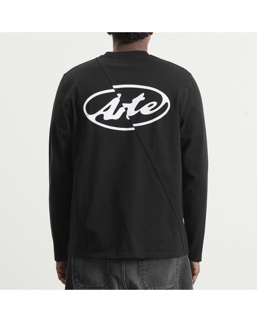 Arte' Black Back Circle Logo Long Sleeve T-Shirt for men