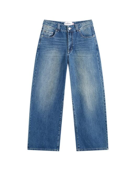House Of Sunny Blue Low Rise Wide Leg Jeans