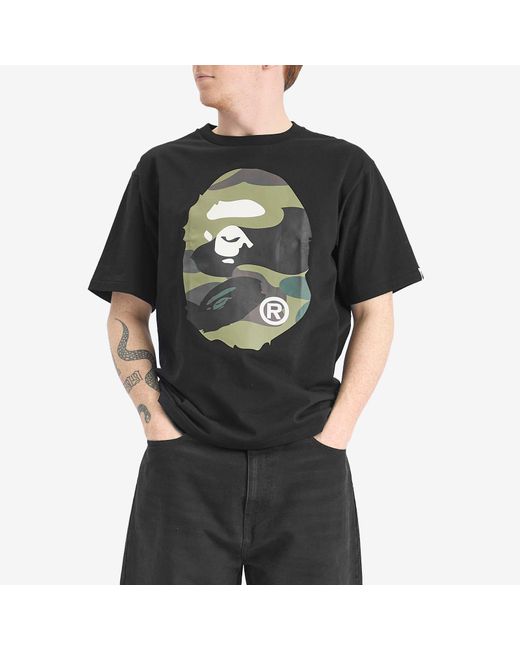 A Bathing Ape Black Giant 1St Camo Big Ape Head Tee for men
