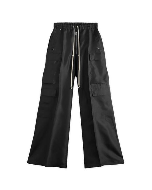 Rick Owens Silk Gazar Cargobelas in Black for Men | Lyst