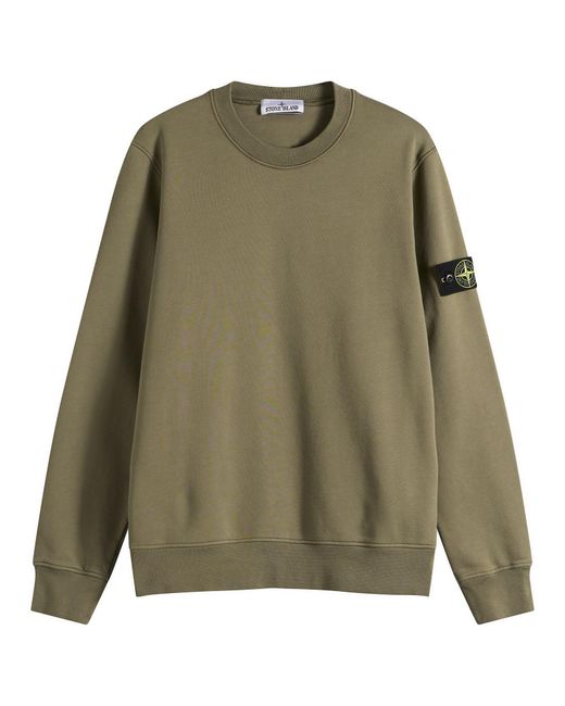 Stone Island Green Organic Cotton Fleece Sweatshirt for men