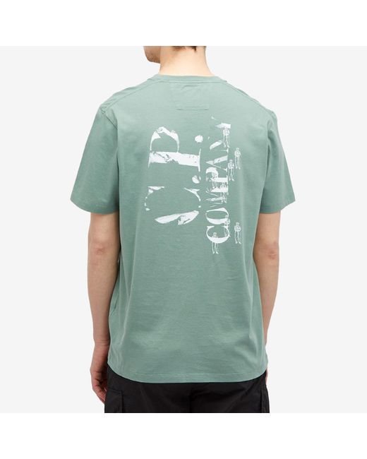 C P Company Green 30/1 Jersey Relaxed Graphic T-Shirt for men