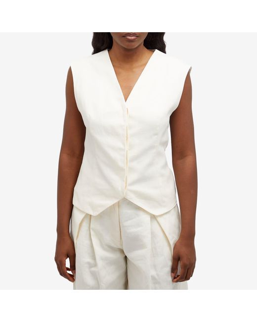 St. Agni White Minimal Tailored Vest