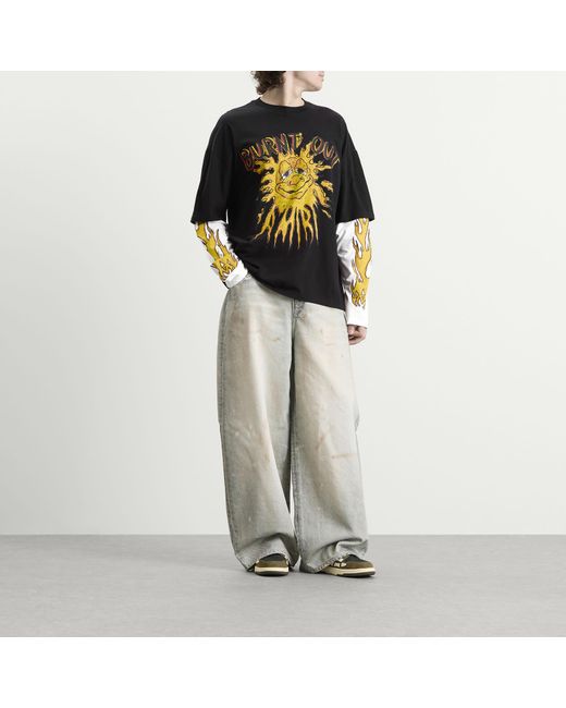 Amiri Black Burnt Out Double Layer T-Shirt for men
