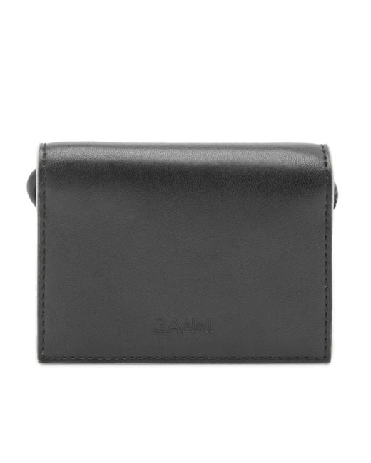 Ganni Black Bou Wallet On Strap