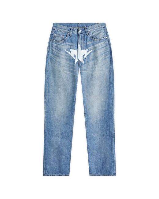 A Bathing Ape Blue Twin Star Relaxed Fot Jeans for men