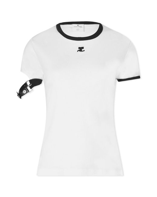 Courreges White Buckle Contrast T-Shirt