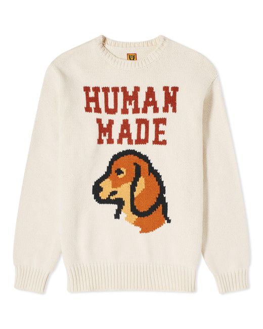 Human Made White Dachs Knit Sweater for men