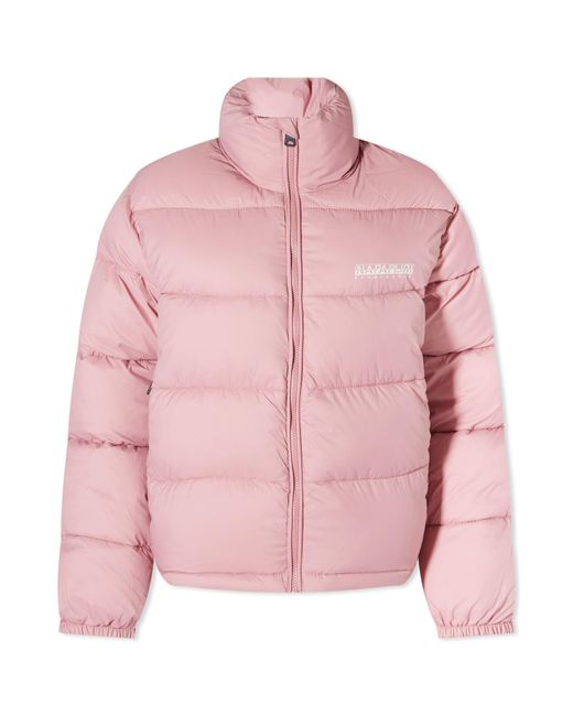 Napapijri Pink Box Logo Puffer Jacket